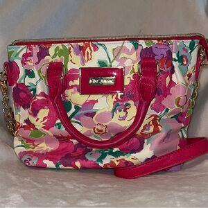 Betsey Johnson Pink Satchel with Floral Design